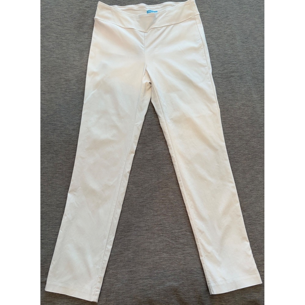 J.McLaughlin Womens White Pull On Straight Leg Stretch Pants Size 10